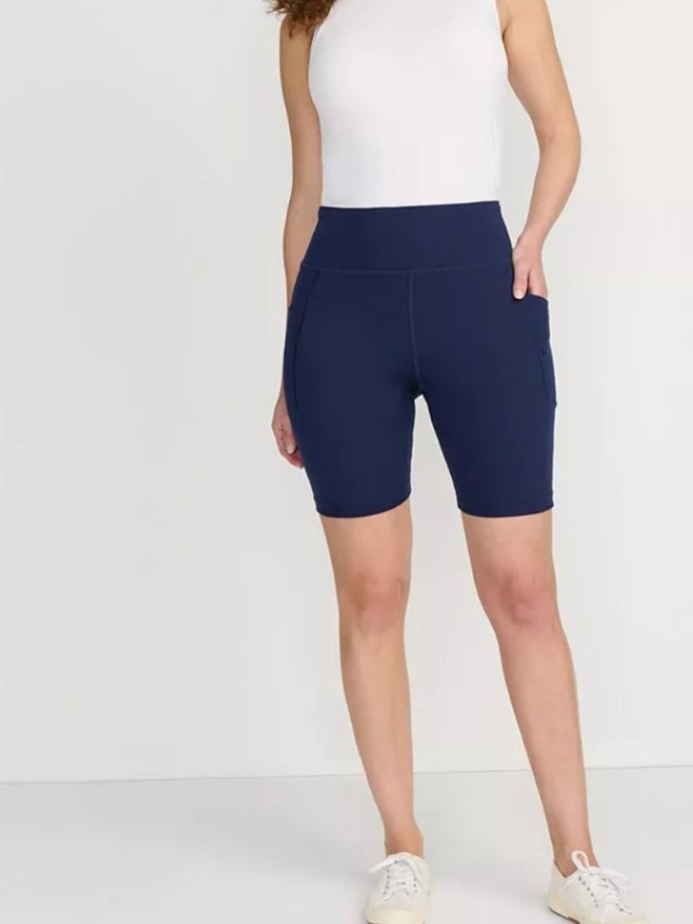 Lands’ End XL 18 Navy Bike Shorts | Side Pockets | Like New | Flattering Comfort
